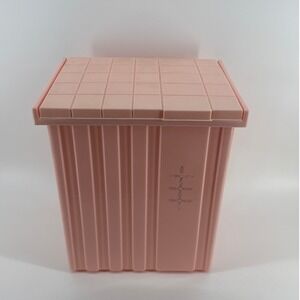 Festival Vintage Pink Plastic Laundry Hamper Retro Mid Century Storage Bin